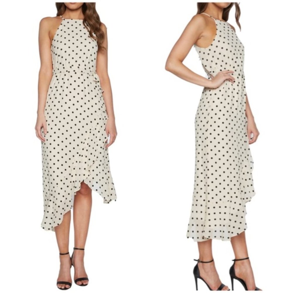 Bardot Viviana Spot Asymmetrical Midi Dress